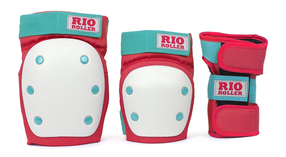 Rio Roller Unisex, Jugend Triple Pad Set Skateboard-Schutzset für Kinder M Rot / Minzgrün, M Rot / M