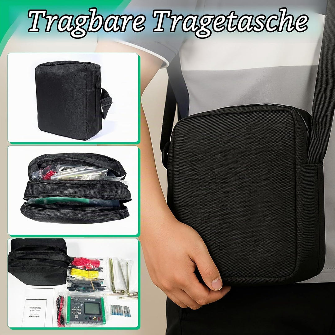 SURLABA Erdungswiderstandsmessgerät, 0,03–2000Ω Erdungswiderstand Bodenwiderstandsmessgerät 2/3-Drah