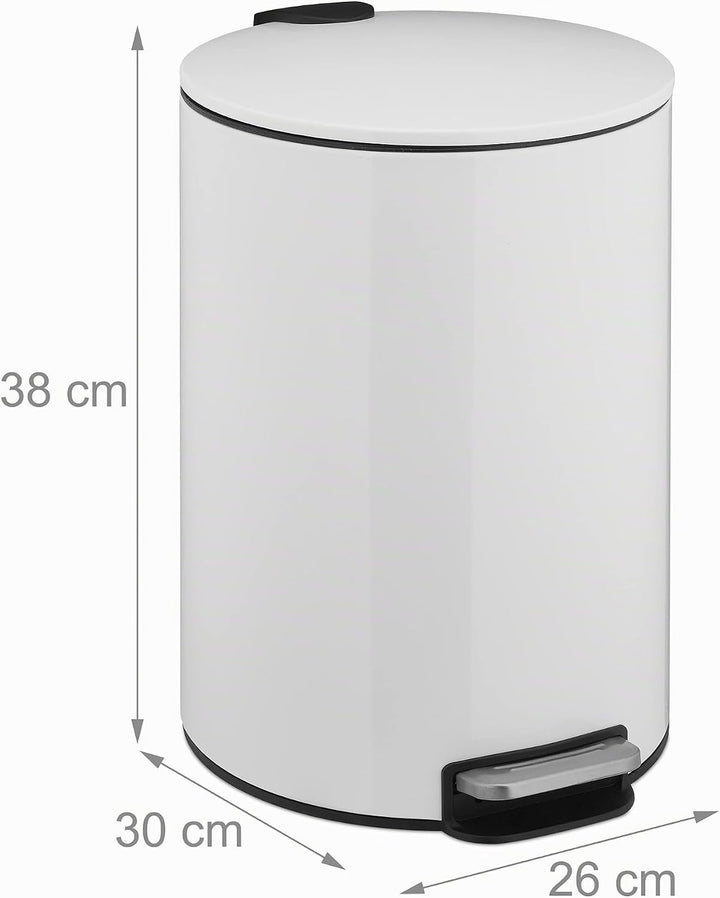 Relaxdays Treteimer, 12 Liter, Absenkautomatik, entnehmbarer Inneneimer, Metall, moderner Küchen Mül