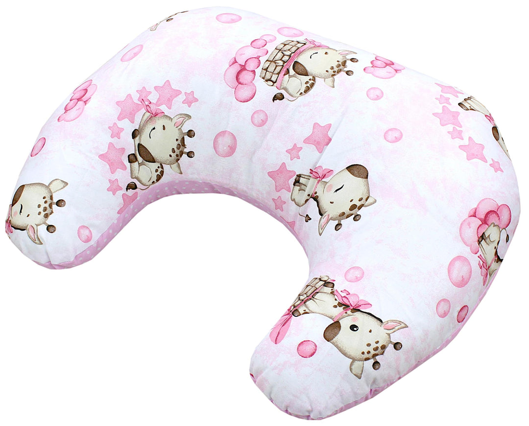 TupTam Baby Stillkissen Klein mit Baumwoll-Bezug, Farbe: Giraffe/Punkte/Rosa Giraffe/ Punkte/ Rosa,
