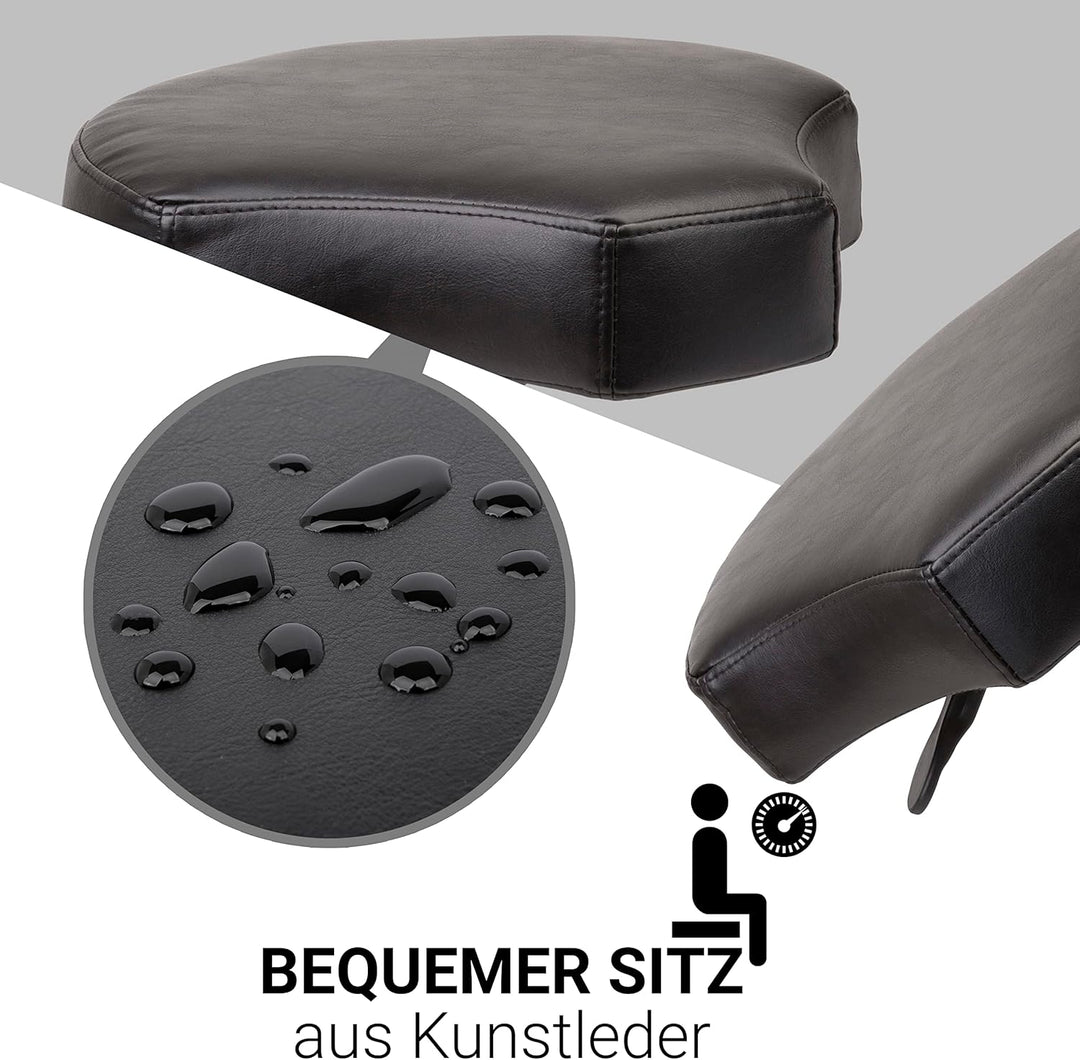 Rollhocker bis 160 kg - Ergonomisch geformter Sitz mit Bremse und Lehne - Drehhocker (Premium Rollen