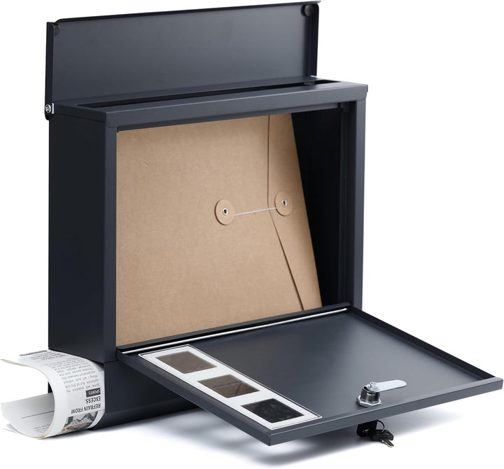 Zedelmaier XL Briefkasten mit Zeitungsfach,Postkasten Edelstahl,Anthrazit | Wandbriefkasten,DIN B5,S
