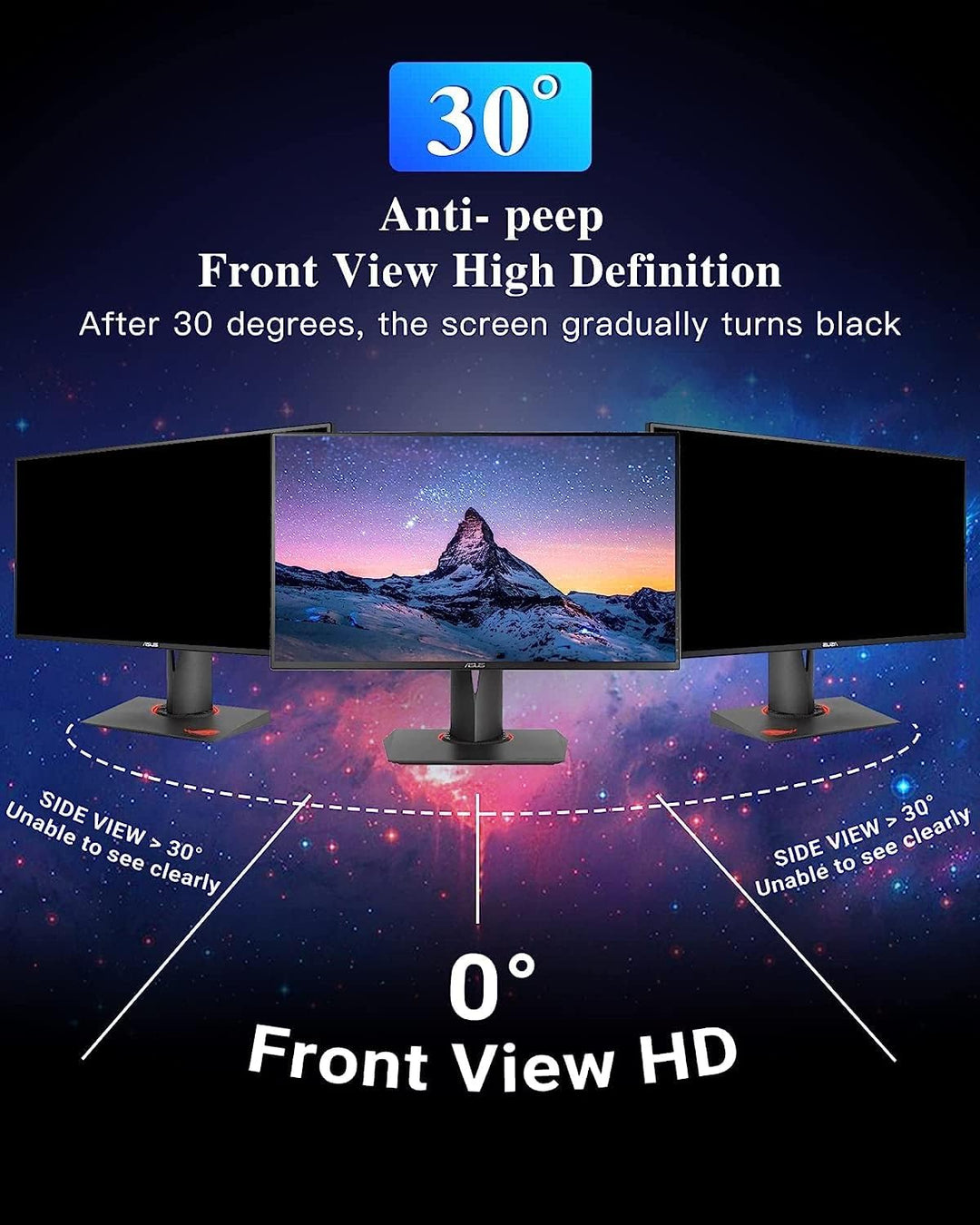 PYS 81,3 cm (32 Zoll) Sichtschutz für 16:9 Breitbild-Computer-Monitor – leicht abnehmbarer Display-F