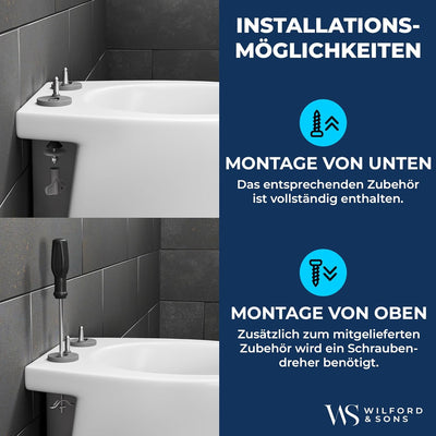 Wilford & Sons Premium WC Sitz eckig – Toilettendeckel mit Absenkautomatik rechteckig– passend für K