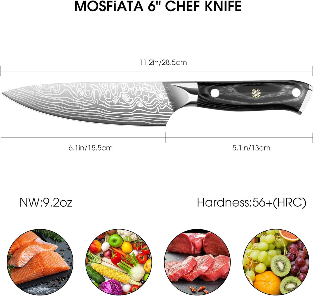 MOSFiATA Kochmesser 6 Zoll - Extrem scharfes Fleischmesser aus hochwertigem EN1.4116 Stahl, ideal fü