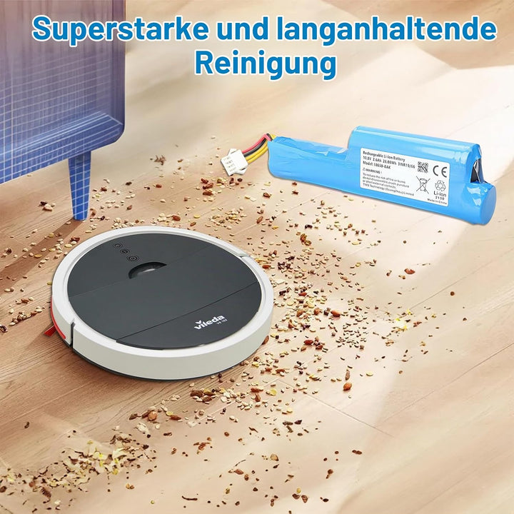 MXJFYY 10,8 V 2600 mAh 28,08 Wh Li-Ionen-Staubsauger-Ersatzakku, kompatibel mit Vileda VR 102, VR On