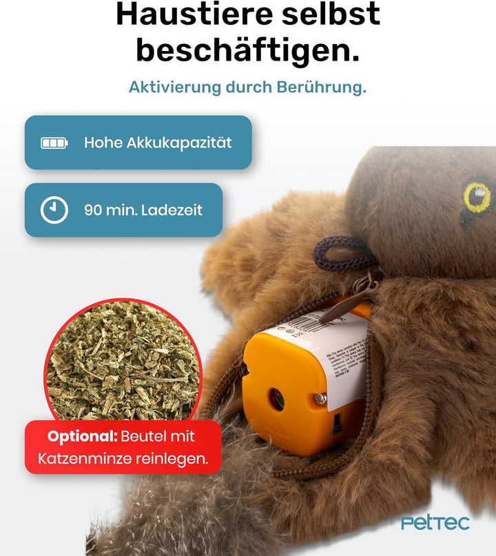 PetTec® Interaktives Katzenspielzeug Elektrisch [DAS ORIGINAL] Selbstbeschäftigung - Katzenspielzeug