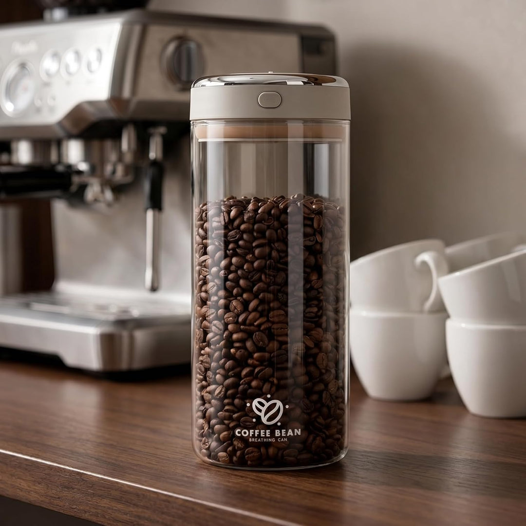 Kaffeebohnen Aufbewahrung 1700ml Vakuum Kaffeedose – Luftdichter Glasbehälter mit Datumsanzeiger für