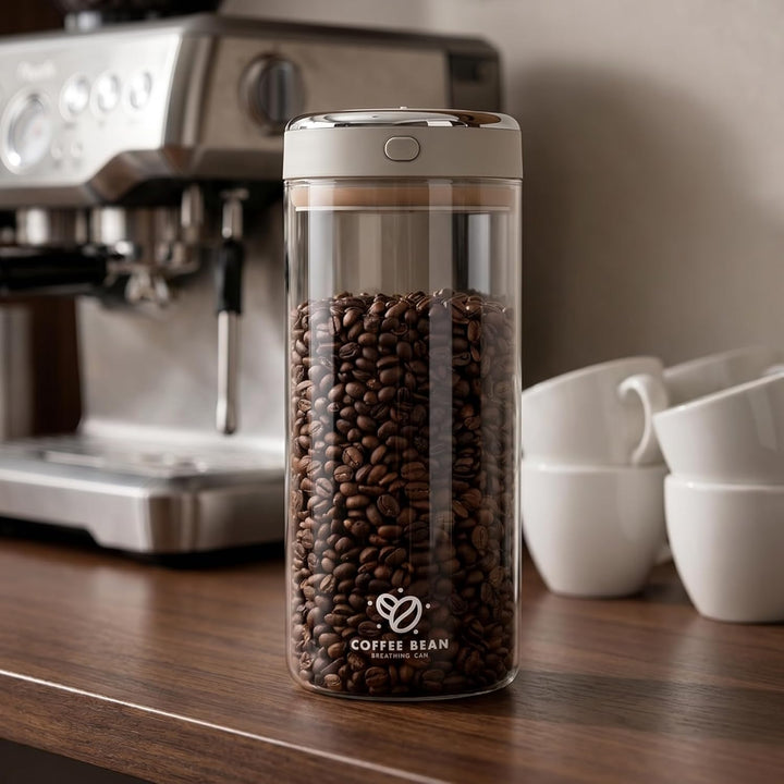 Kaffeebohnen Aufbewahrung 1700ml Vakuum Kaffeedose – Luftdichter Glasbehälter mit Datumsanzeiger für