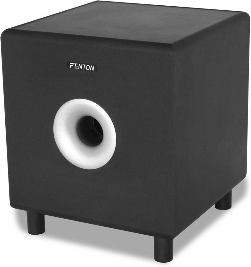 Fenton SHFS10B Subwoofer aktiv 10 Zoll, 200 Watt Sub Woofer, Integrierter Verstärker, Bass Box, Perf