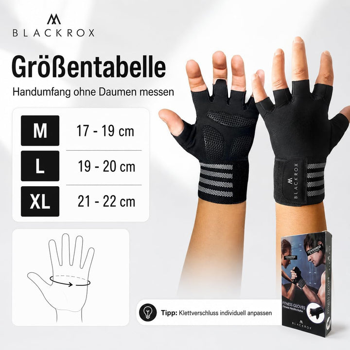 BLACKROX Trainingshandschuhe Vergleichssieger Fitness Handschuhe mit Handgelenkstütze Herren u. Dame