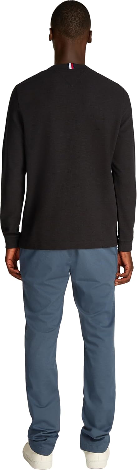 Tommy Hilfiger Herren Langarmshirt Textured Tee Basic XS Black (Black), XS Black (Black)