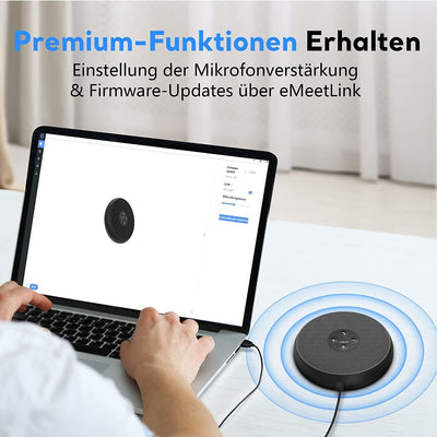 EMEET M1A Konferenzlautsprecher mit Geräuschreduzierung 360° Dual mikrofon, Plug & Play, Zoom Zertif