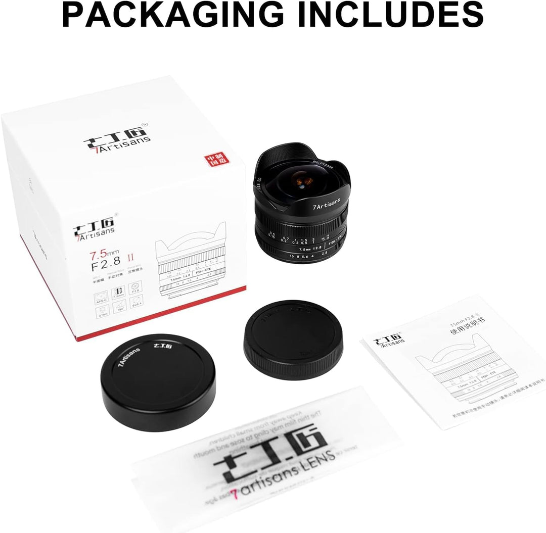 7artisans 7,5 mm f2.8 Mark II APS-C Fischaugen-Weitwinkel-Objektiv für spiegellose Canon R Mount Kam