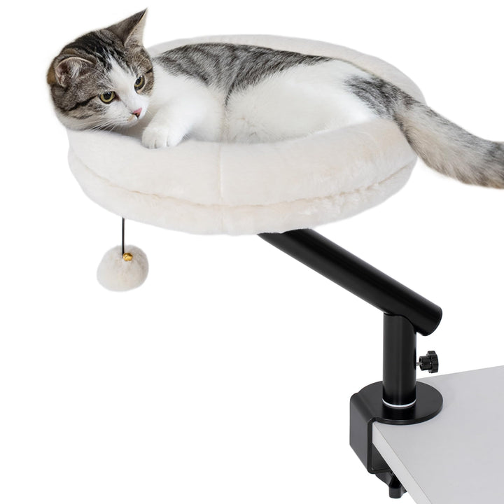 PawHut Katzen-Schreibtischbett, Katzenbett für Schreibtisch mit 360°Drehung, Verstellbarer Höhe, Kat