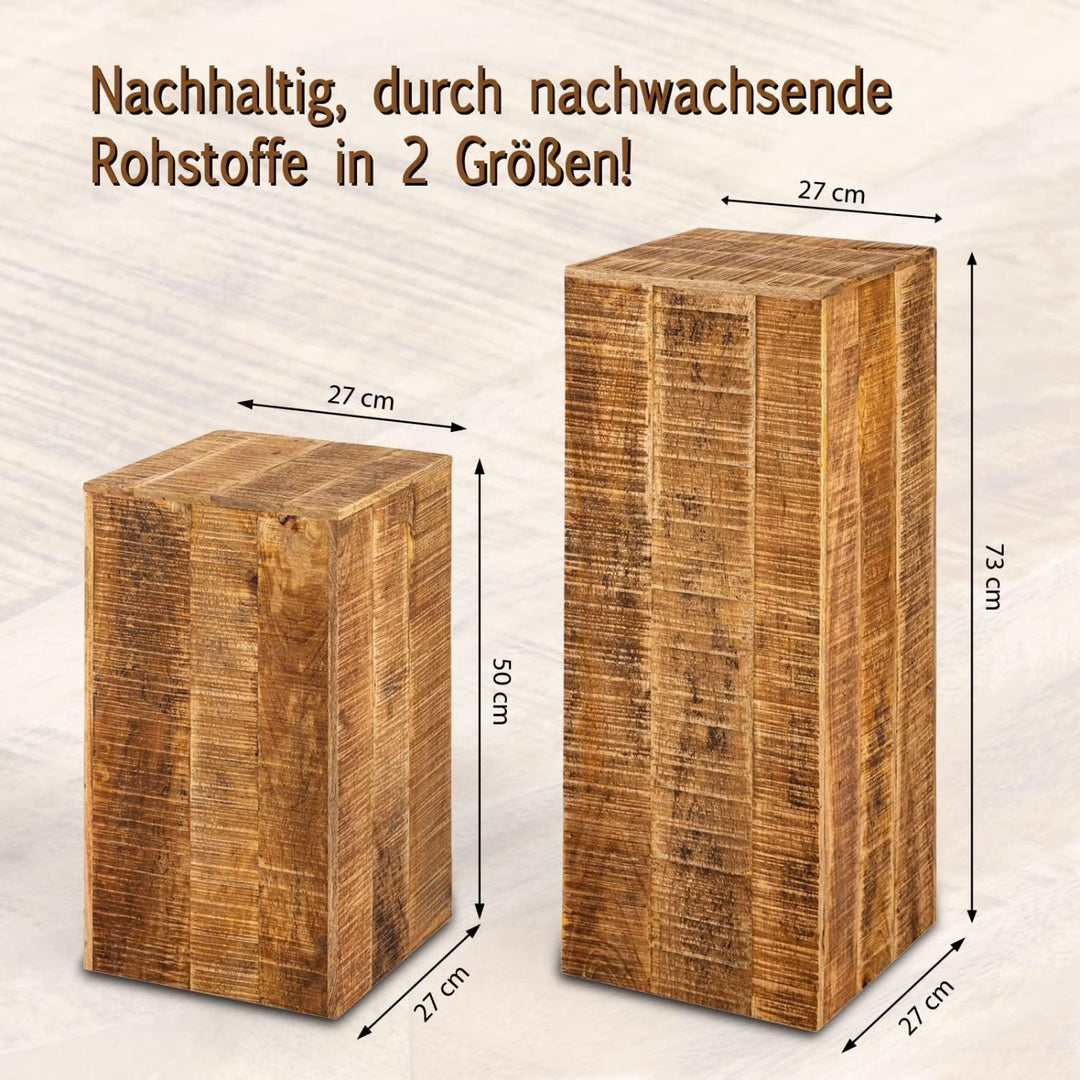 casamia Blumensäule 27x27 H50 o. 73cm Blumen Hocker Holz Pflanzenständer Beistelltisch quadratisch M
