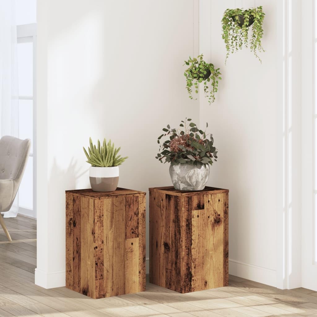 vidaXL Pflanzenständer 2 Stk. Altholz-Optik 30x30x50 cm Holzwerkstoff 30 x 30 x 50 cm Altholz, 30 x