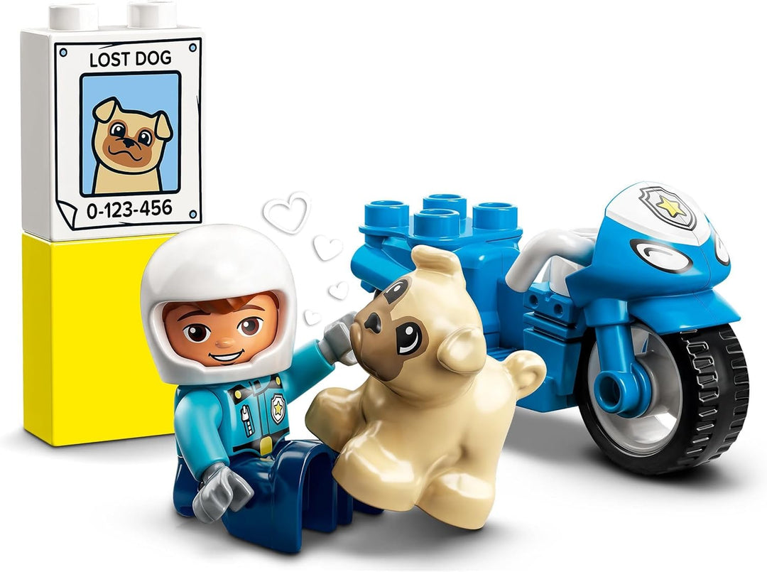 LEGO 10967 DUPLO Polizeimotorrad, Polizei-Spielzeug für Kleinkinder ab 2 Jahre, ideales Motorikspiel