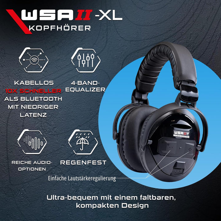 XP METAL DETECTORS WSAII-XL Kabellose Kopfhörer für Deus II, bequem und leicht zu tragen Dank kompak