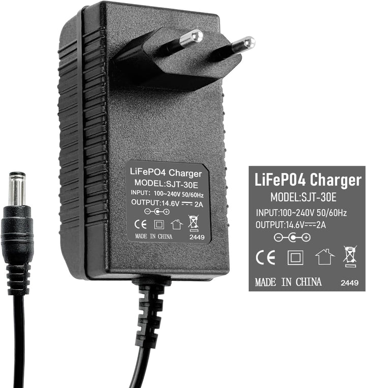 YASCO 12V Lifepo4 Battery Charger, Lithium Eisen Phosphat Batterie Ladegerät14.6V Charger (2A Charge