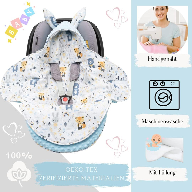 Mikos* Weich und Warm Einschlagdecke für Babyschale Neugeborenes Baby - 100% Baumwolle mit Füllung K