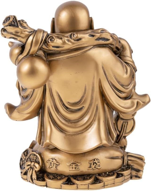 Lachender Buddha 12x10x18cm Goldfarben, 12x10x18cm Goldfarben
