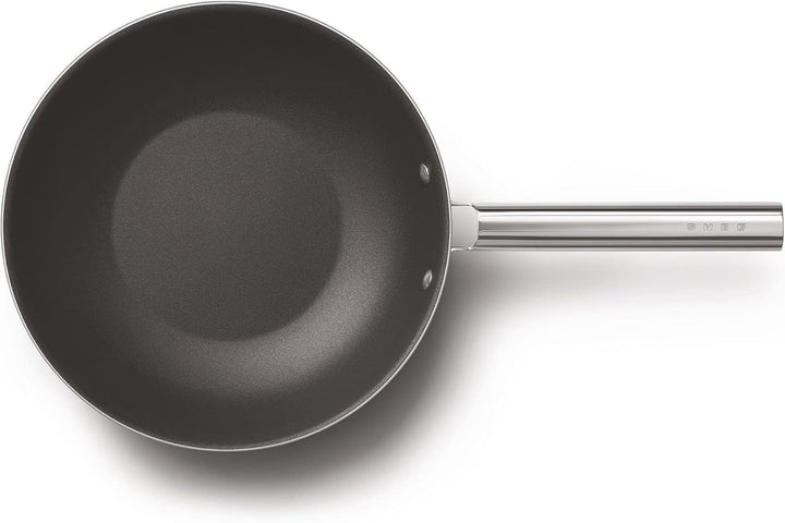 Smeg, CKFW3001RDM, Antihaft-Wok, Durchmesser 30 cm, ergonomischer Edelstahlgriff, für alle Herdarten