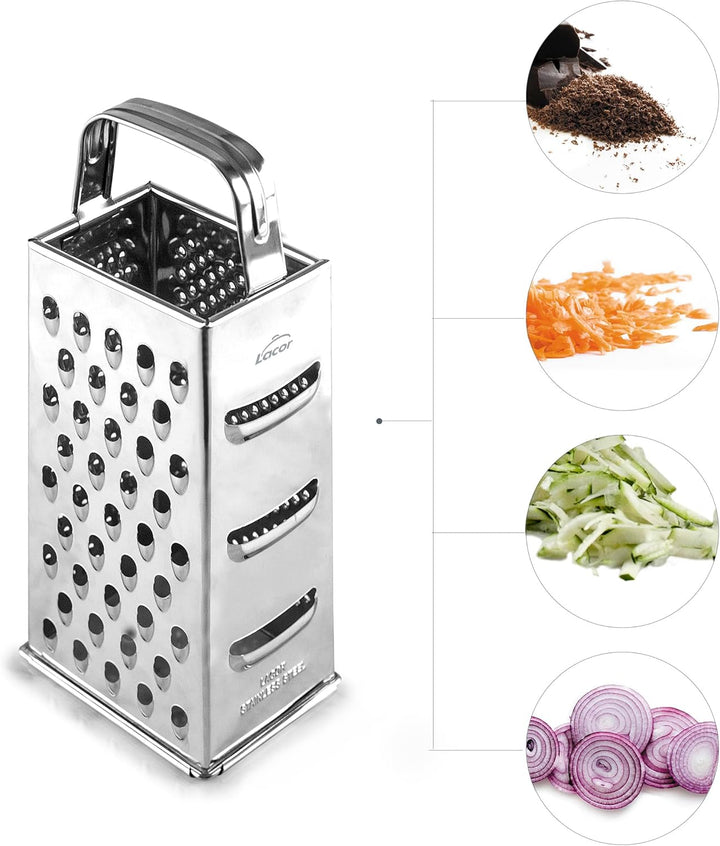 Lacor - 60305 - Reibe 6 in 1, robust und widerstandsfähig, spülmaschinenfest, zum Reiben aller Arten