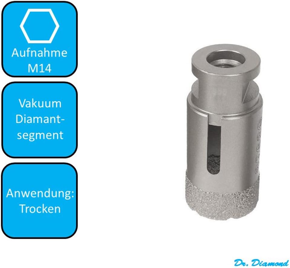 Dr. Diamond | M14 Fliesenbohrer Hochleistungs-Trockenbohrkrone für Winkelschleifer - Spezial Kernboh