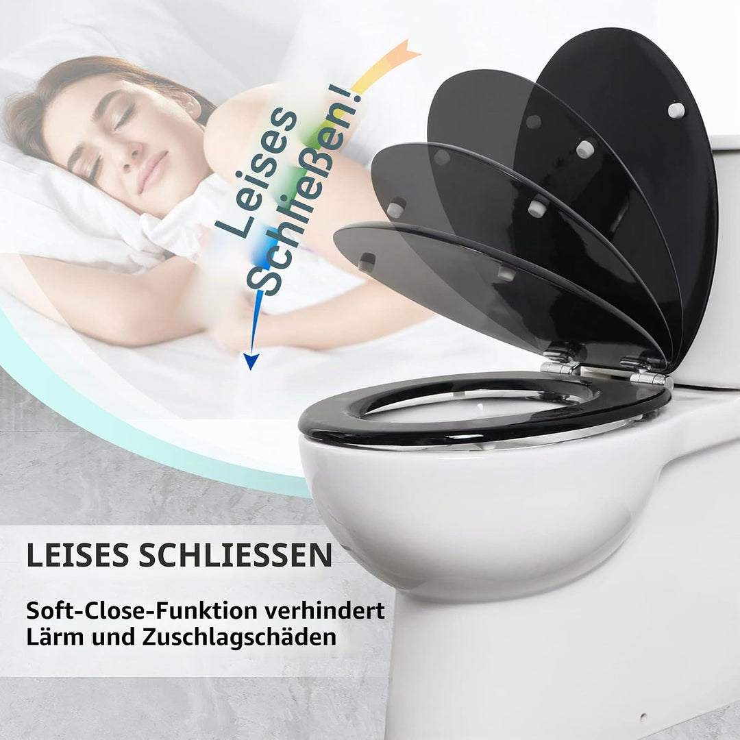 Angel Shield Toilettensitz aus Holz mit verstellbaren sanft schliessenden Scharnieren, antibakteriel