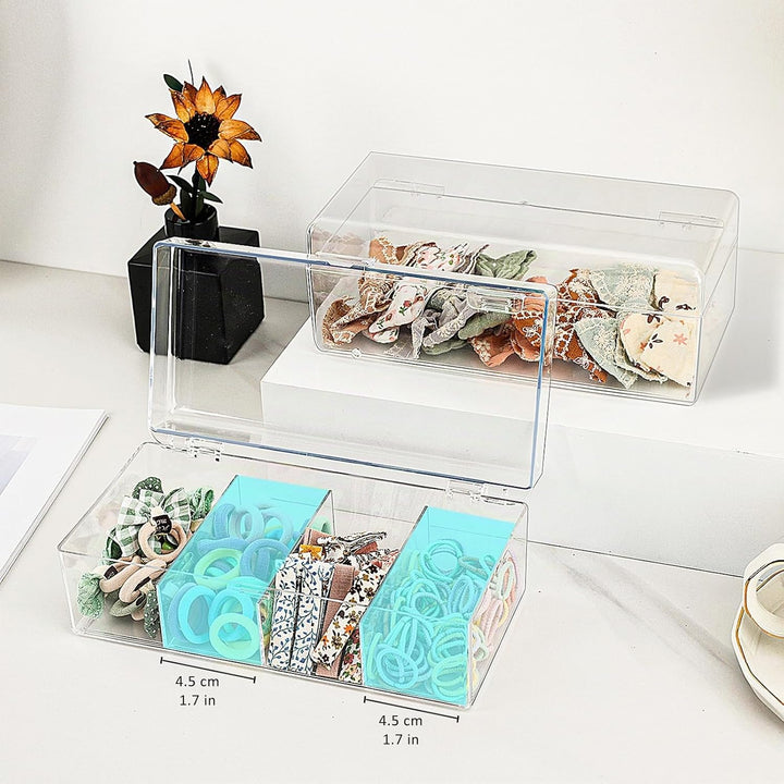 JessLab Haarschmuck Organizer für Mädchen, Acryl-behälter mit Fächern für Haargummis, Spangen und Sc