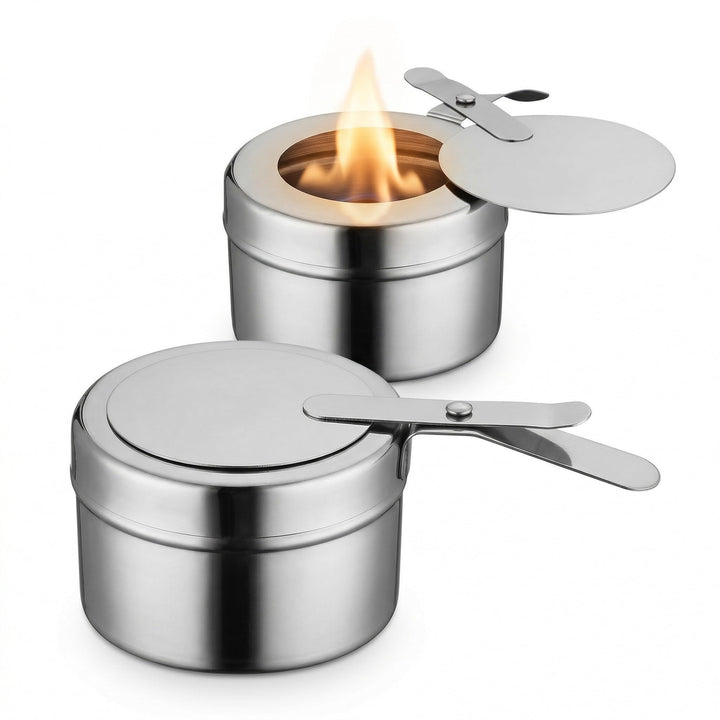 HEMOTON Edelstahl Brennstoffbehälter 2 Stück Mit Deckel Für Spiritusbrenner Chafing Dish Brennpasten