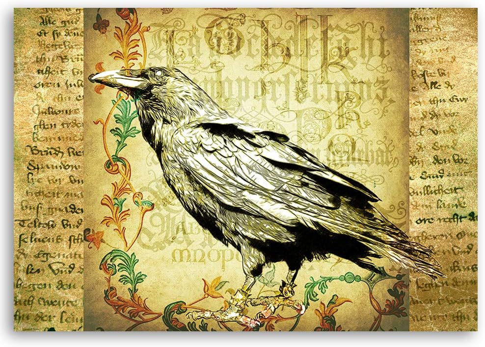 Feeby Wandbild Manuskript Druckbild Leinwandbild Vogel Beige 70x50 cm M14242 70x50 cm, M14242 70x50