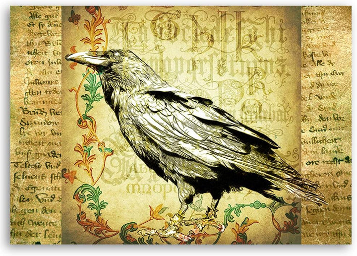 Feeby Wandbild Manuskript Druckbild Leinwandbild Vogel Beige 70x50 cm M14242 70x50 cm, M14242 70x50