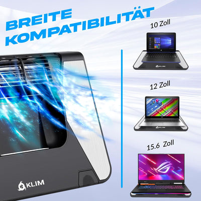 KLIM Airflow + Laptop Kühler + Kühle Luft strömt herein, heisse Luft strömt aus + Innovative Querstr