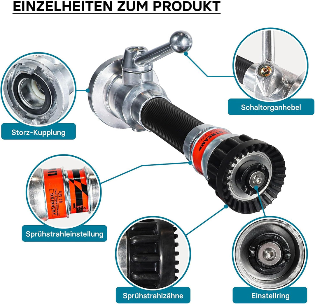 C Mehrzweckstrahlrohr für THW & Feuerwehr, C Kupplung mit stufenloser Sprühstrahlverstellung