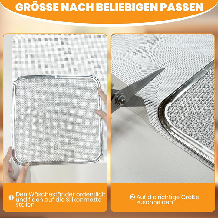 4er Silikon-Dörrfolie mit Rand, 4er Mesh Dörrfolie Silikon, Fruchtleder Matte Dörrautomat Zubehör Fü