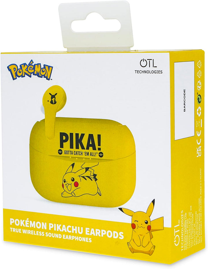 OTL Technologies Bluetooth-Kopfhörer V5.0 für Kinder Pokemon Pikachu mit Ladebox, gelb, one Size