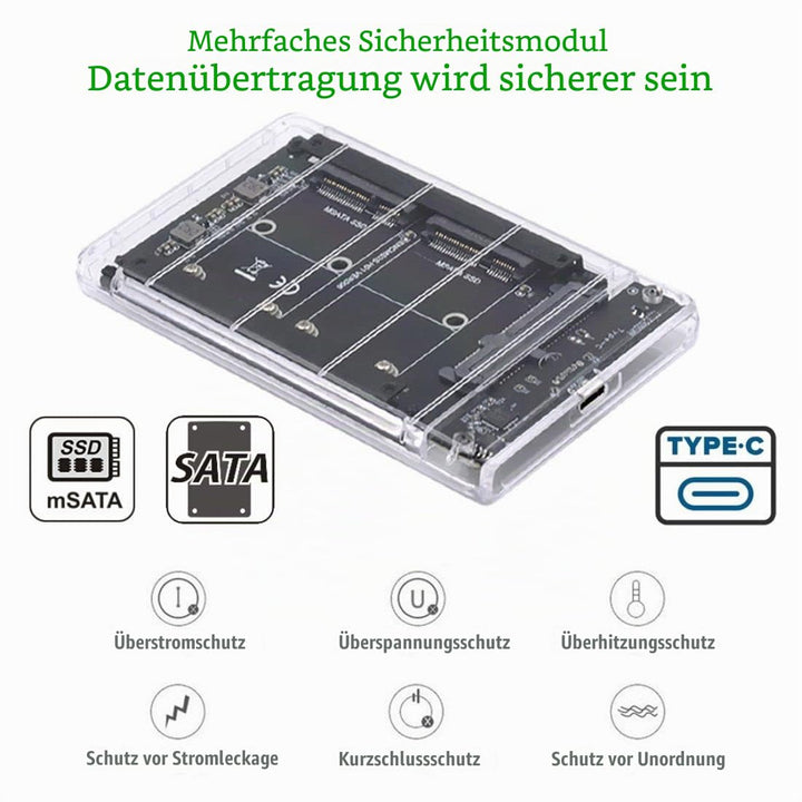 chenyang CY MSATA auf USB C Adapter,Dual MSATA Mini-SATA SSD Karte JOBD Raid0 Span Bridge auf USB C