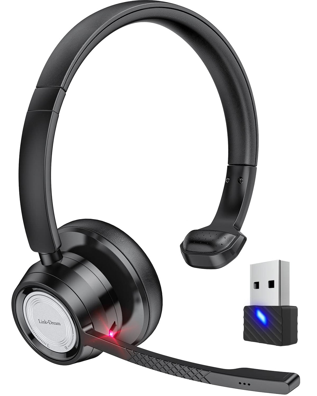 Link Dream Bluetooth Headset mit Mikrofon & USB Dongle - Wireless mit Geräuschunterdrückung & 20 Stu