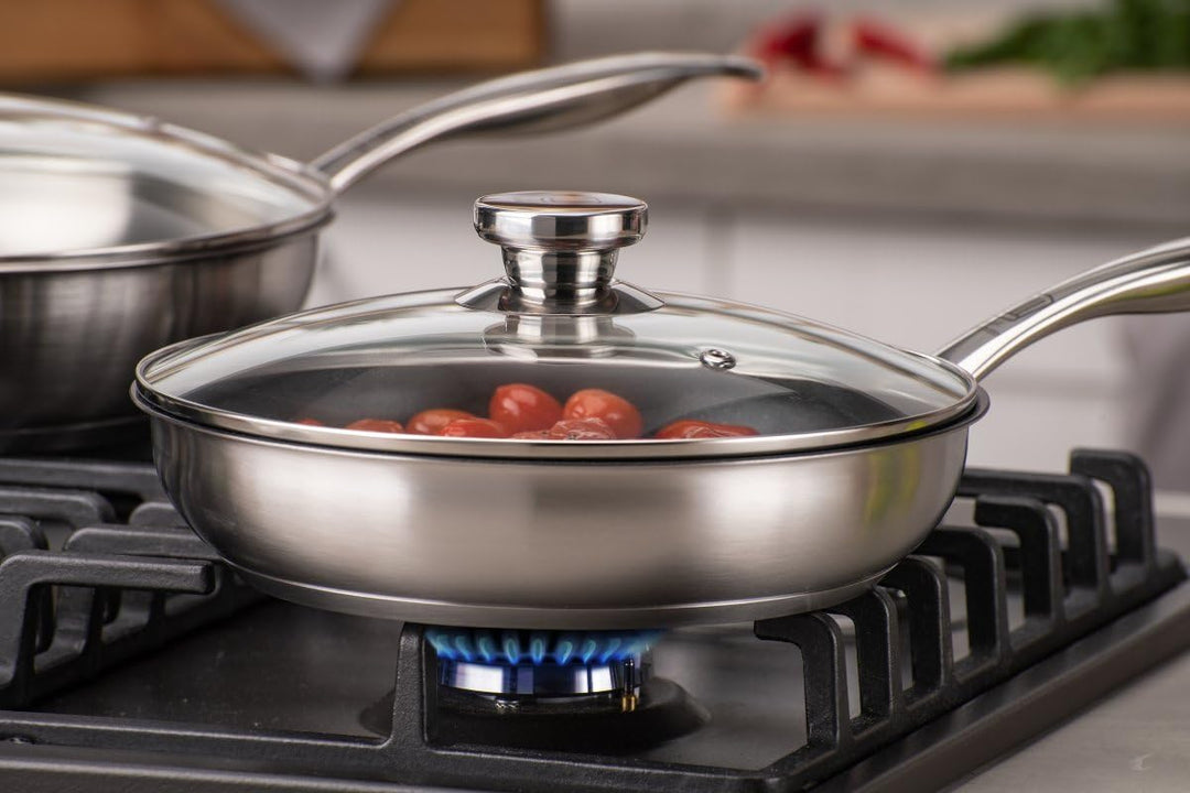 FACKELMANN Chefkoch Premium Pfannenglasdeckel ø24cm - Edelstahl Knauf, Spülmaschinenfest, Ideal für