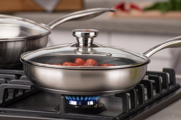 FACKELMANN Chefkoch Premium Pfannenglasdeckel ø24cm - Edelstahl Knauf, Spülmaschinenfest, Ideal für