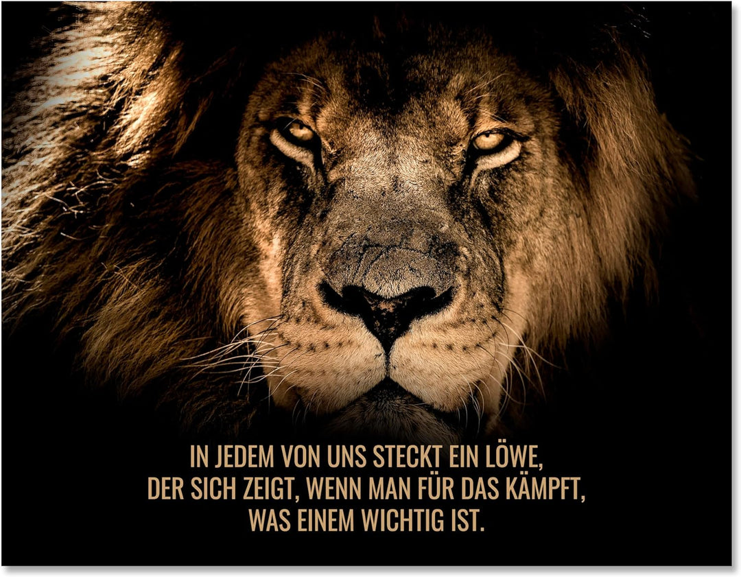 wandmotiv24 Leinwandbild Motivation, 60x45cm, Querformat, In jedem steckt EIN Löwe, Deko, Bilder auf