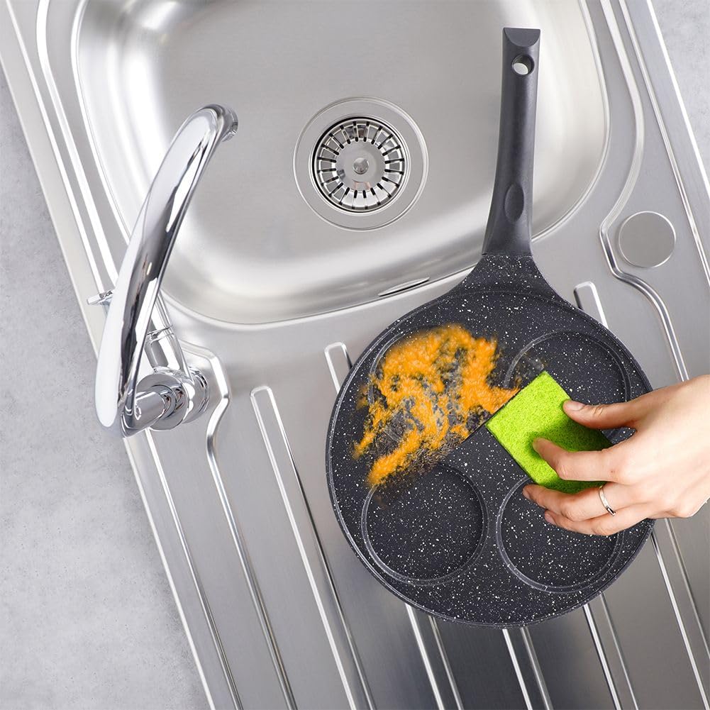 Orion Group Augenpfanne Ø 27 cm | Spiegelei-Pfanne für 4 Eier | Crepepfanne für Gas | fur Induktion,
