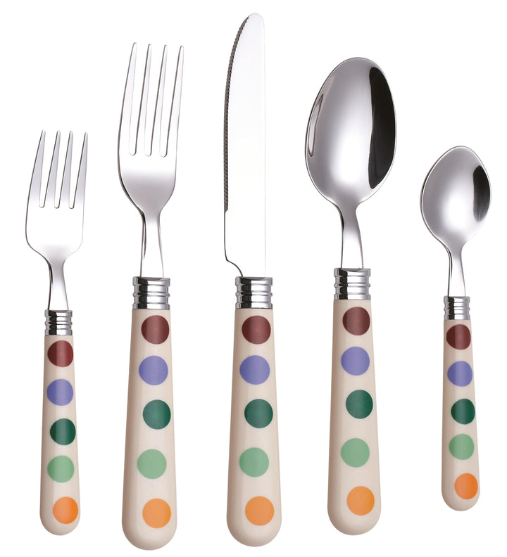 EXZACT Besteckset 20-teilig mit Polka Dots, Spiegelpolierter Edelstahl, Service für 4 inklusive: Taf