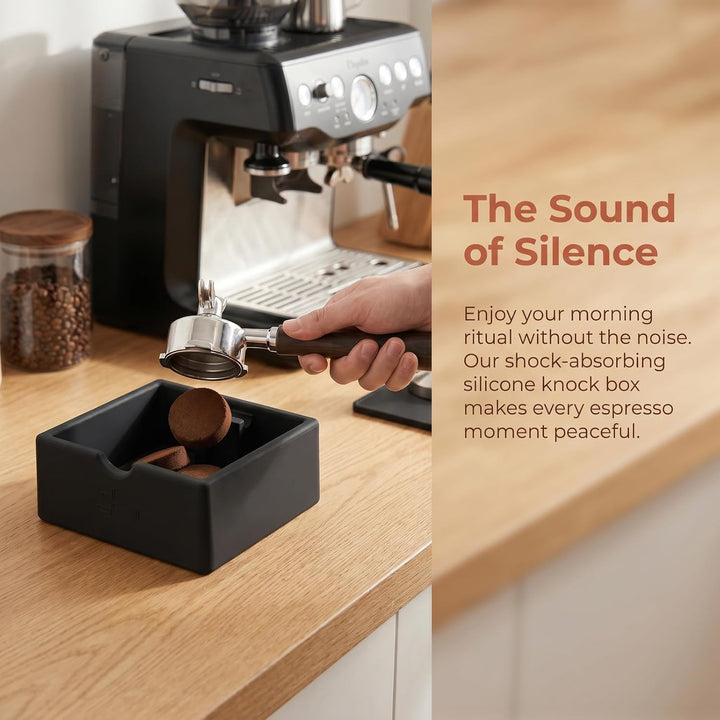 Abklopfbehälter für Siebträger Silikon Quadrat Espresso Knock Box | Ultra Leise Abschlagbehälter Rut