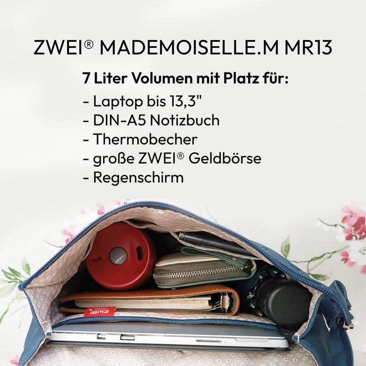 Zwei Damen City-Rucksack Mademoiselle.M MR13 Tagesrucksack 7 Liter, gepolstertes Laptopfach, Magnet-