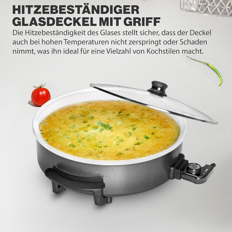 Clatronic® Partypfanne | Multifunktionspfanne zum Kochen, Braten und mehr | Keramikbeschichteter Brä