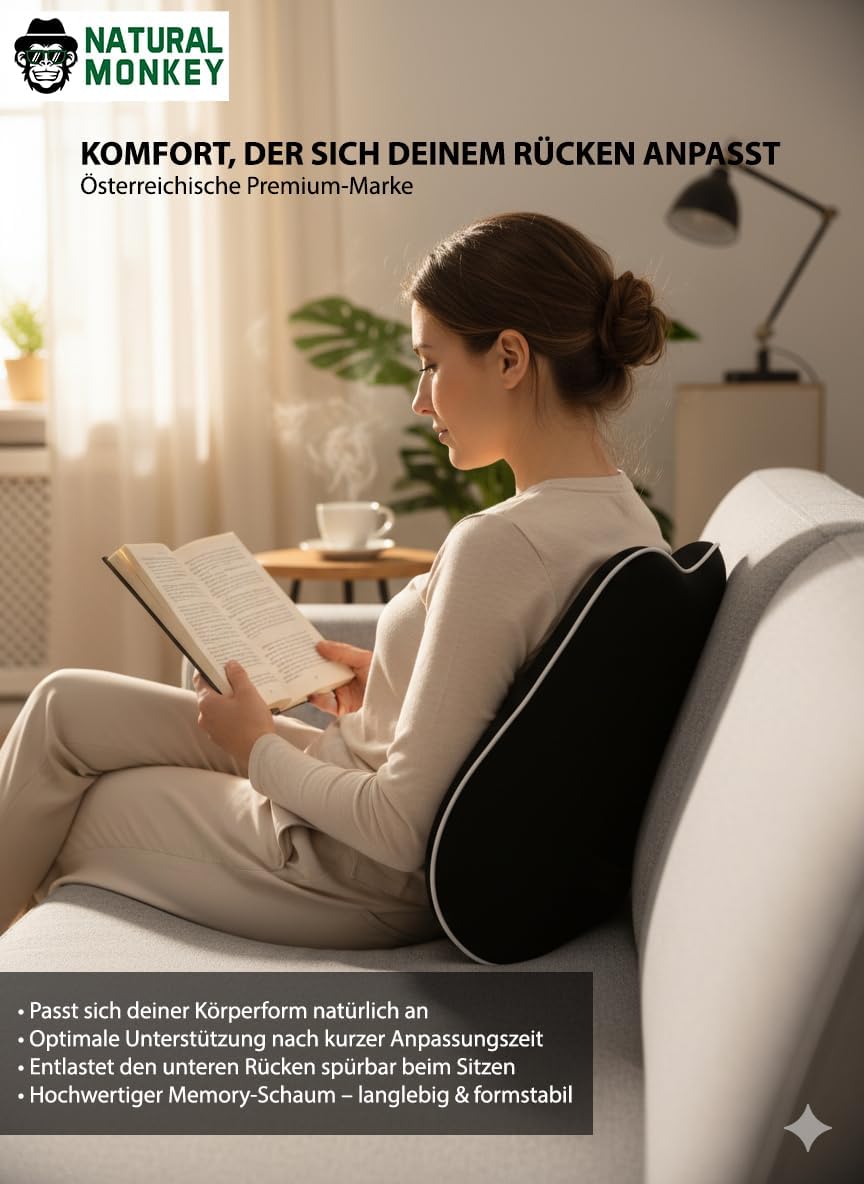 ergonomisches Rückenkissen H2 Memory Foam – bis 150 kg – atmungsaktiv & hautfreundlich – für Bürostu
