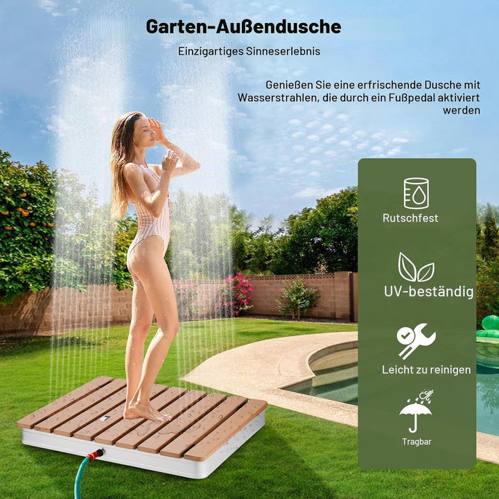 Bodendusche Gartendusche Rechteckig mit Fussrad-Steuerung bis 3,5m Höhe, Outdoor Dusche UV-beständig